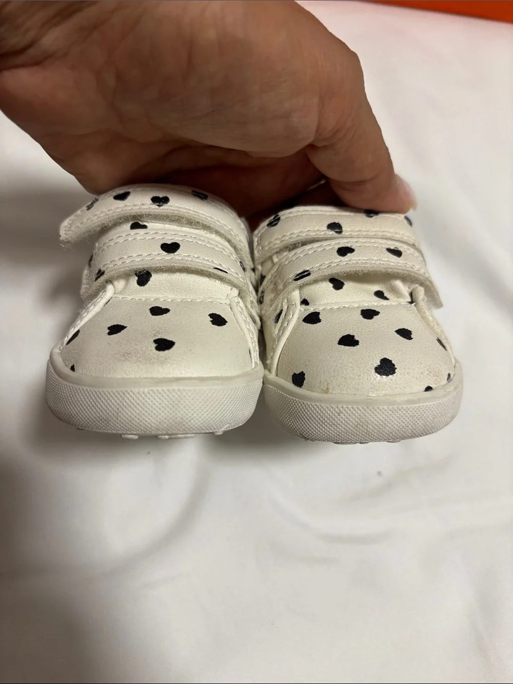 Carter's White Baby Hook-and-Loop Heart Print Sneakers